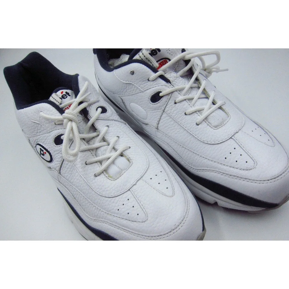 Propet Rainwalker M2056 Mens Walking Shoes White Navy Leather Waterproof 10.5 M